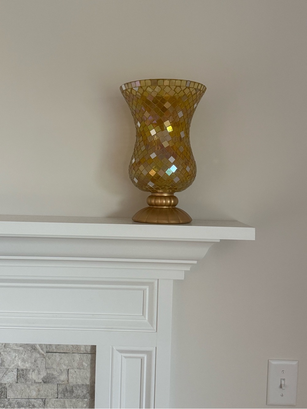 PartyLite Gold Mosaic Hurricane Vase